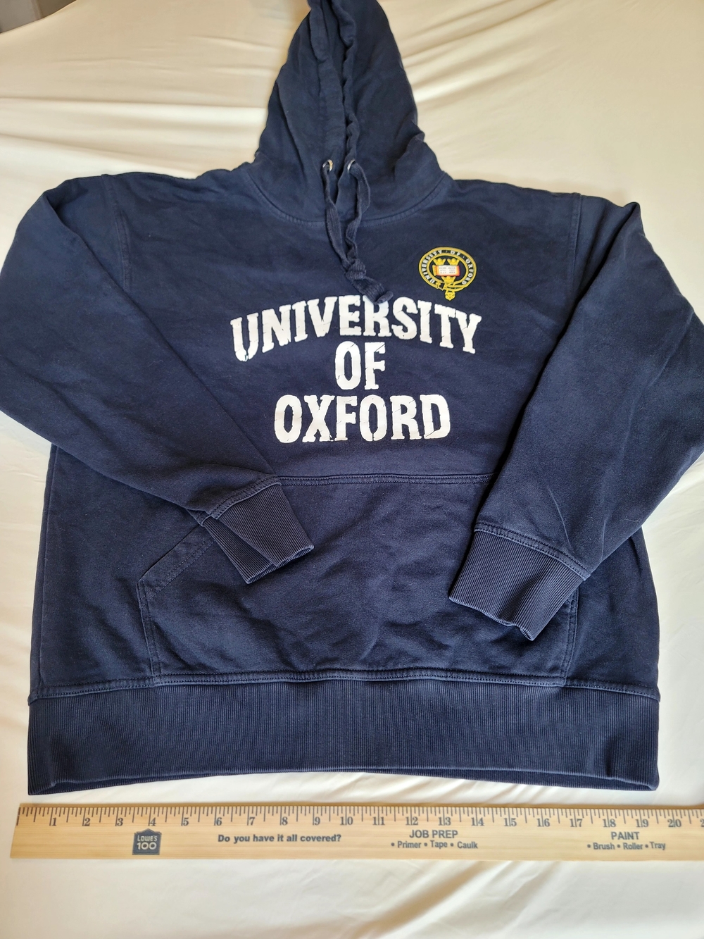 Vintage University of Oxford Navy Hooded Pullover Sweatshirt